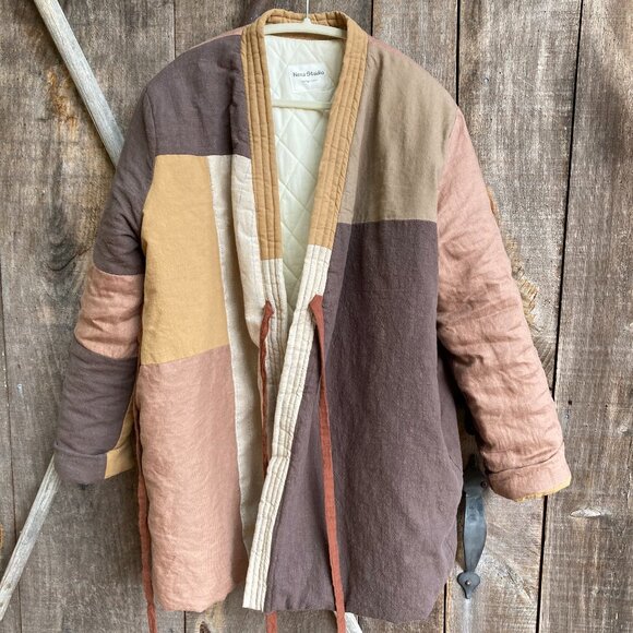 100% CottonLinen Patchwork Quilted Versatile Autumn/Winter Coat, OS,Fall Colors - Picture 7 of 15